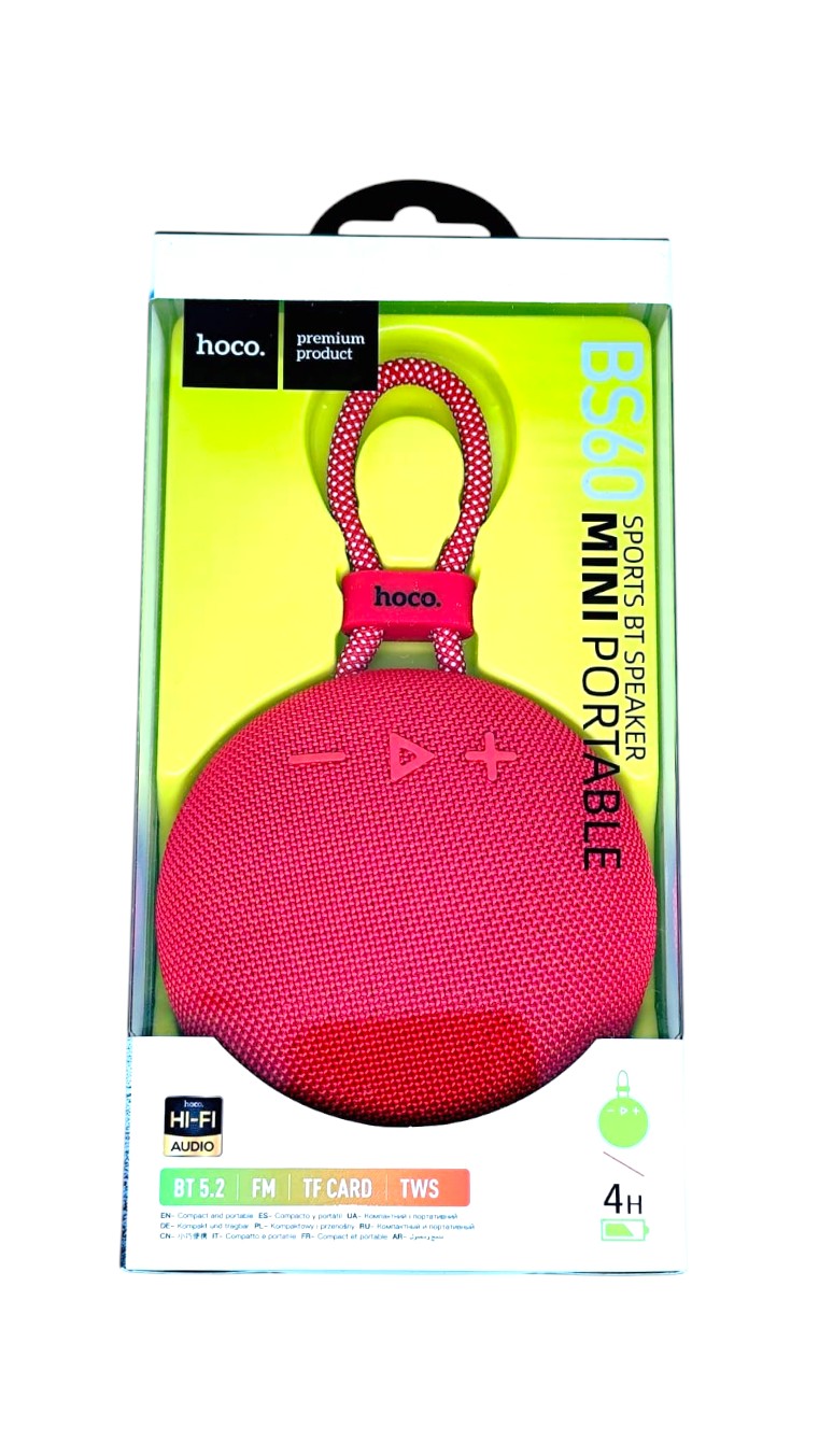 Parlantes Inalambrico Bluetooth Hoco Bs60 Fm Aux TF Rojo